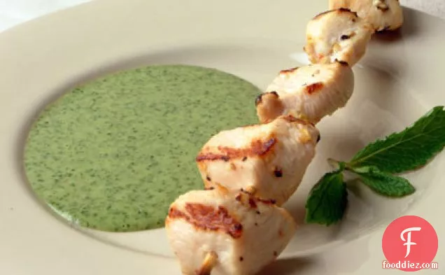 Chicken Skewers with Mint Sauce