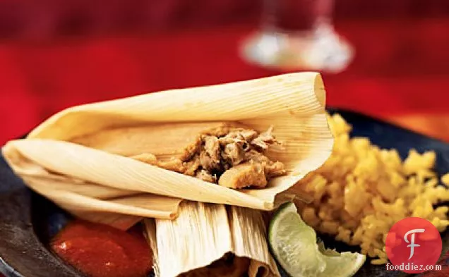 Pork and Ancho Chile Tamales with Mexican Red Sauce