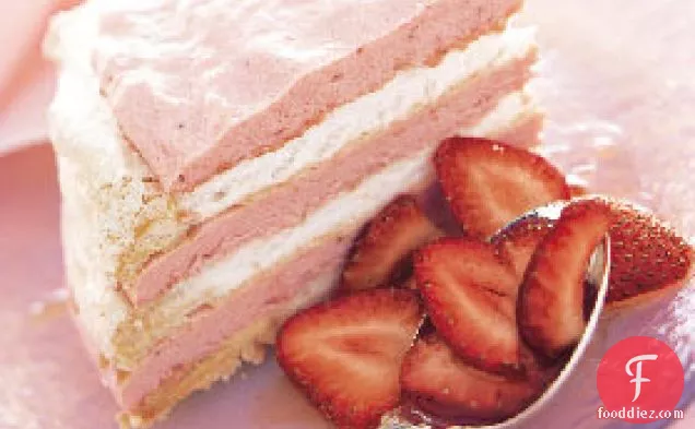 Frozen Vacherin Torte with Rhubarb Cream and Strawberries