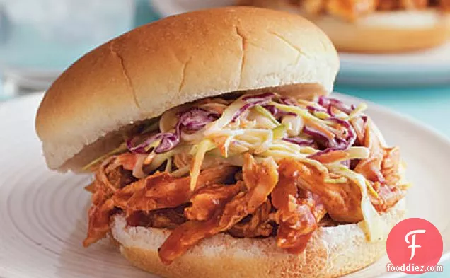Pulled Barbecue Chicken and Coleslaw Sandwiches
