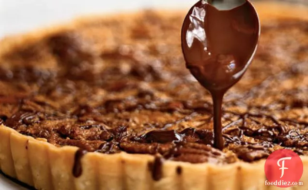Bourbon-Pecan Tart with Chocolate Drizzle