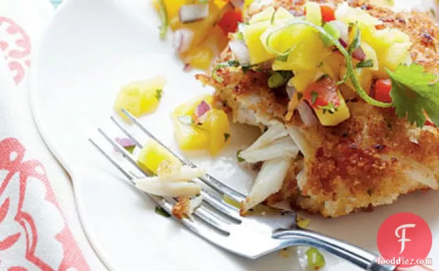 Crispy Crab Cakes with Mango-Pineapple Salsa