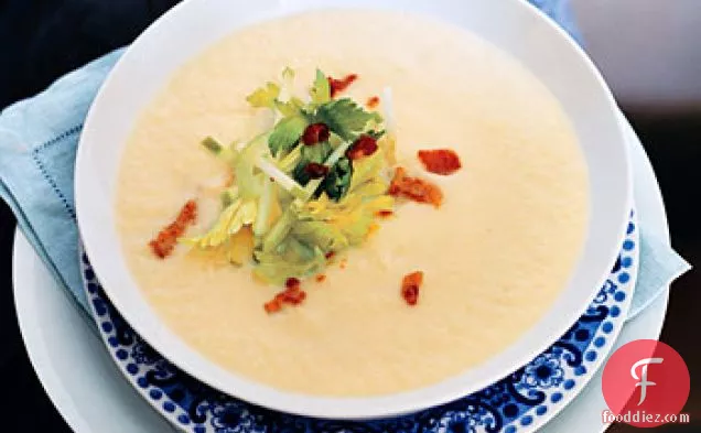 Celery-Root Soup with Bacon and Green Apple