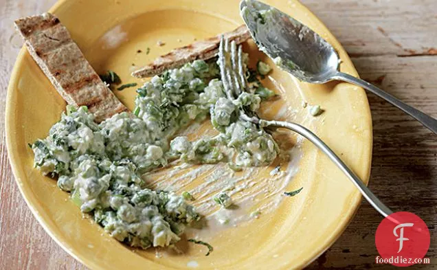 Crushed Peas with Feta and Scallions