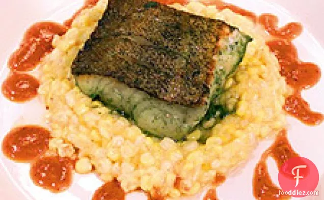 Marinated Cod Fillet And Corn Pudding