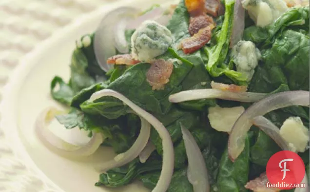 Sauteed Spinach With Red Onion Bacon And Blue Cheese Recipe