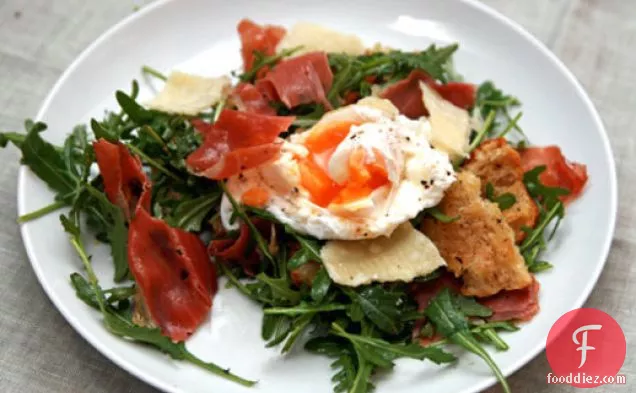Dinner Tonight: Bread Salad with Speck, Parmesan, and Poached Egg