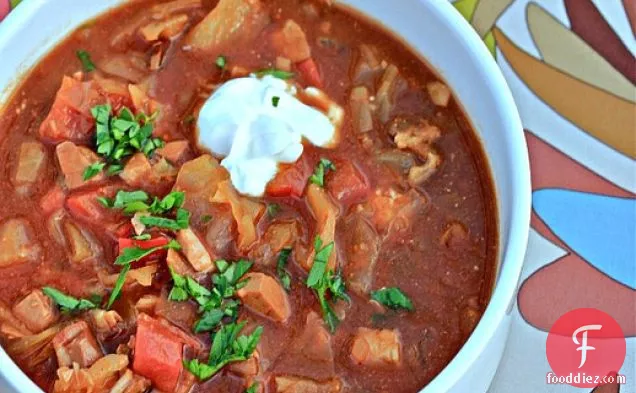 Spicy Pork and Cabbage Slow Cooker Goulash Soup