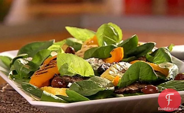 Spinach Salad with Grilled Mediterranean Vegetables