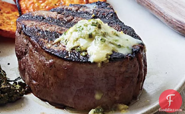 Pan-Seared Steak with Chive-Horseradish Butter