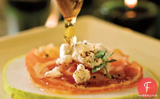 Pancetta Crisps With Goat Cheese and Pear