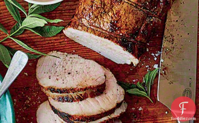 Roasted Cider-Brined Pork Loin with Green Tomato Chutney
