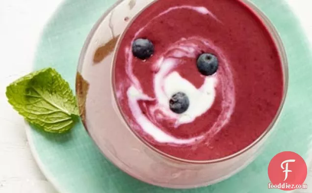 Blueberry and Yogurt Soup with Lime Swirl