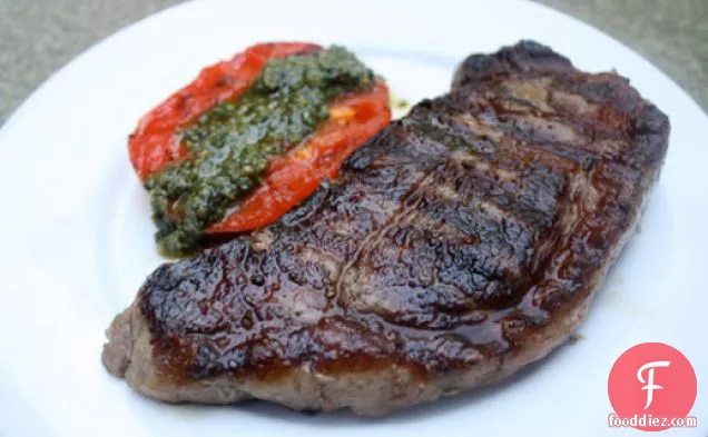 Dinner Tonight: Grilled Steak with Tomatoes and Pesto