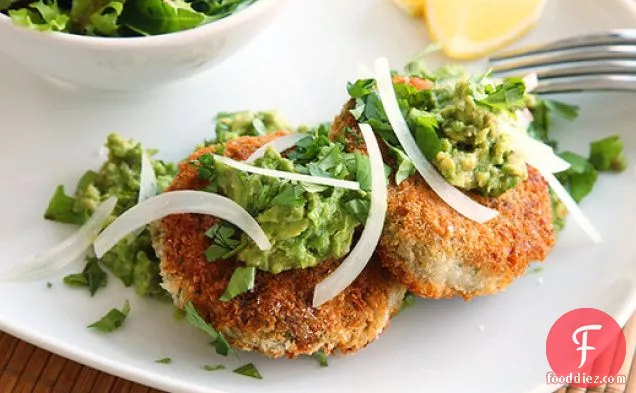 Vegan Chickpea Cakes with Mashed Avocado