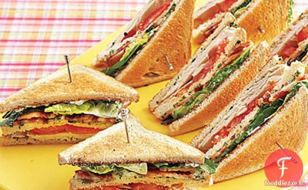 Turkey Club Sandwiches with Herb Mayonnaise