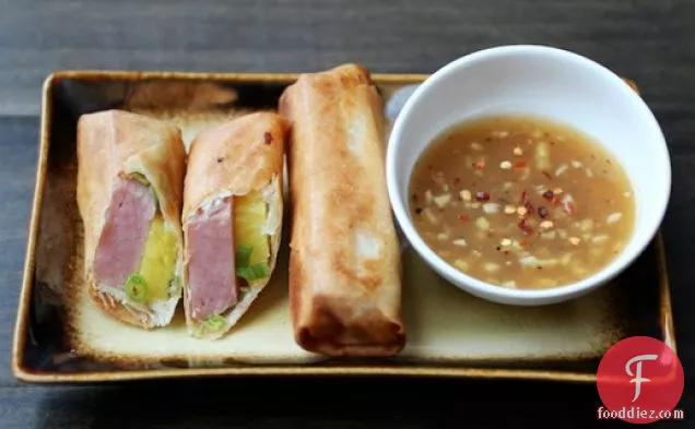 Spam and Pineapple Spring Rolls with Homemade Sweet and Sour Sauce