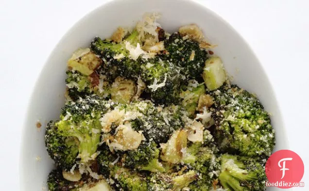 Roasted Broccolini Over Spinach Parmesan Polenta