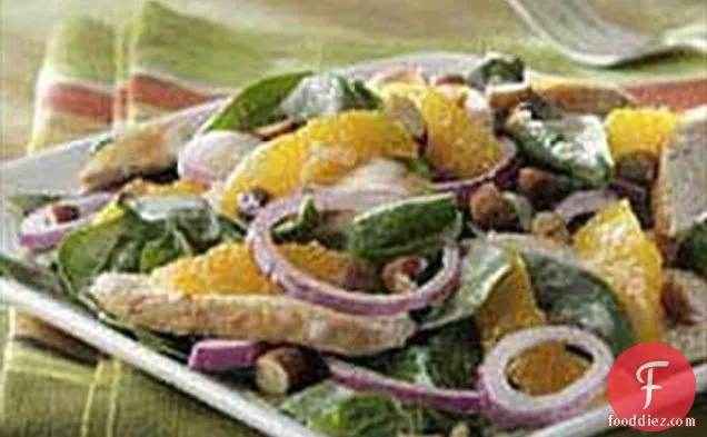Citrus-Spinach Salad with Chicken and Smoked Almonds