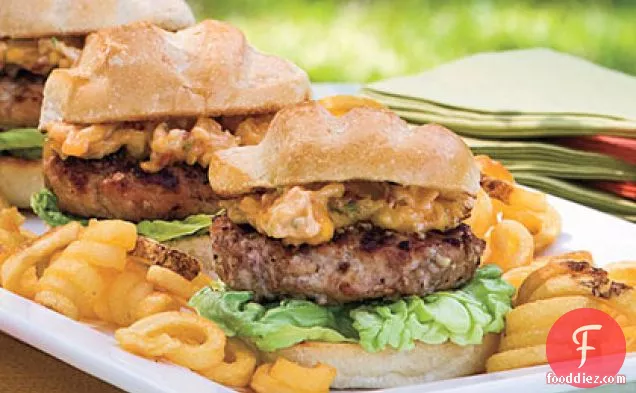 Pecan-Crusted Pork Burgers With Dried Apricot-Chipotle Mayonnaise