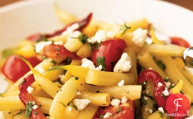 Wax Bean, Roasted Pepper, and Tomato Salad with Goat Cheese