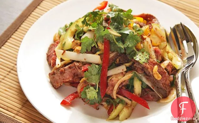 Steak Salad with Cucumber, Peppers, and Spicy Fish Sauce Vinaigrette
