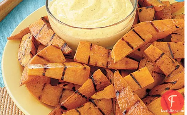 Grilled Sweet Potato Fingers with Curry Dip
