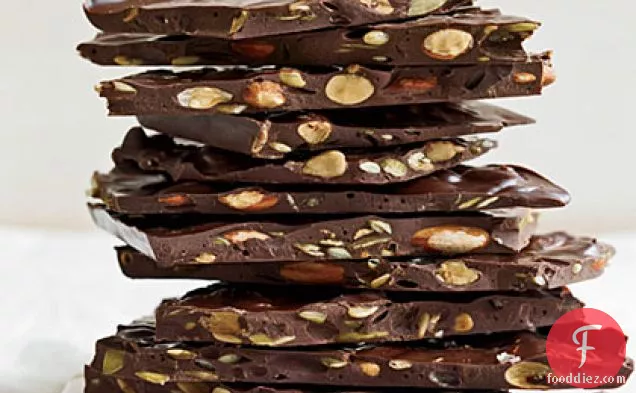 Dark Chocolate Bark with Roasted Almonds and Seeds