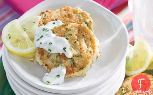 Mini Crab Cakes With Garlic-Chive Sauce