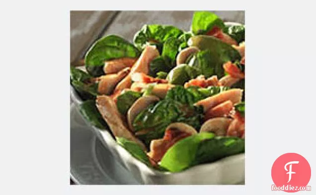 Chicken-Spinach Salad with Warm Bacon Dressing