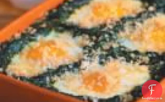 Shirred Eggs With Spinach And Crisp Bread Crumbs