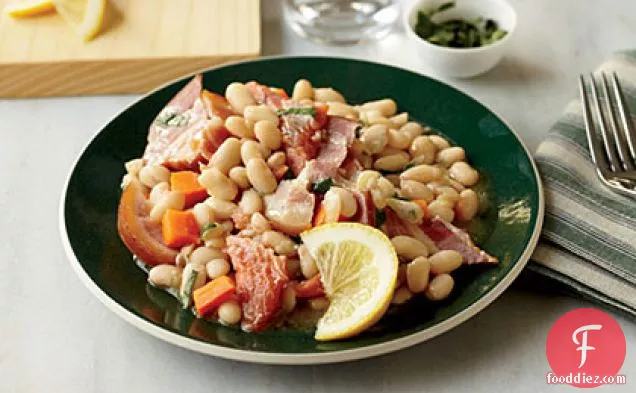 Warm White Bean Salad with Smoked Trout