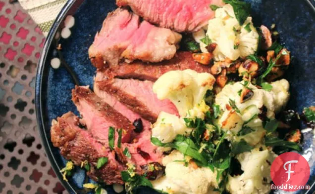 Make-Ahead Steak with Hazelnut Gremolata and Cauliflower
