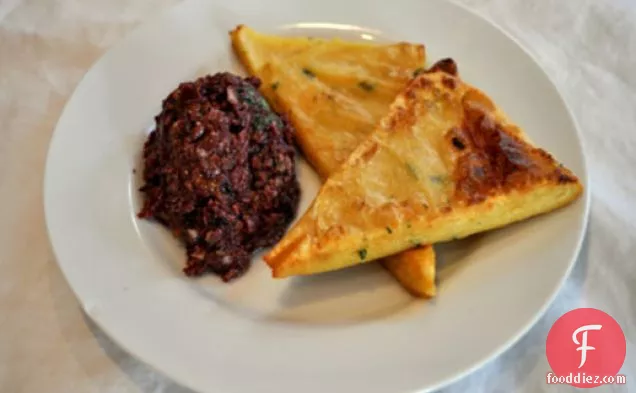 Panelle with Olive Tapenade (Sicilian Chickpea Flour Fritters)