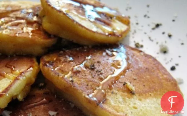 Sunday Brunch: Cornmeal Pancakes with Honey, Salt and Cracked Black Pepper