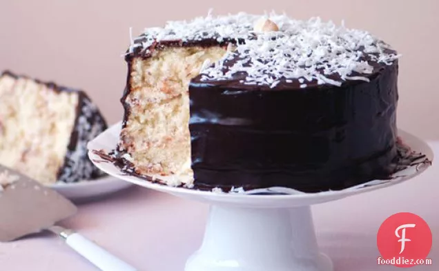 Coconut Layer Cake with Chocolate Glaze