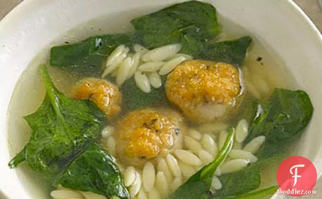 Chicken Meatball–and–Orzo Soup