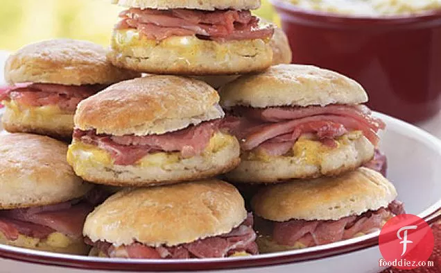 Wooo Pig Sooie Ham-Stuffed Biscuits with Mustard Butter