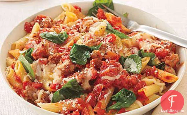 Penne with Spinach and Sausage