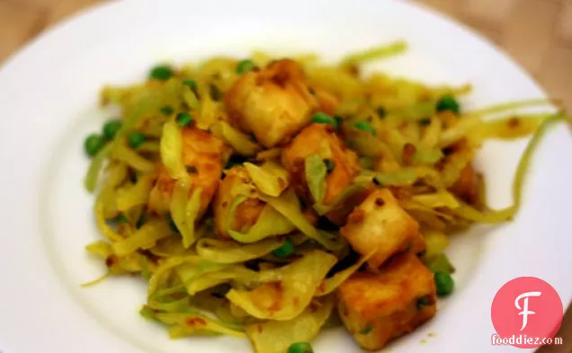 Dinner Tonight: Dry-Cooked Cabbage with Tofu and Peas