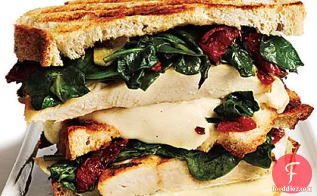 Rosemary-Chicken Panini with Spinach and Sun-Dried Tomatoes