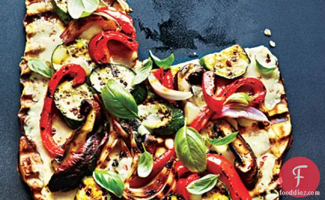 Grilled Vegetable and Fontina Pizza