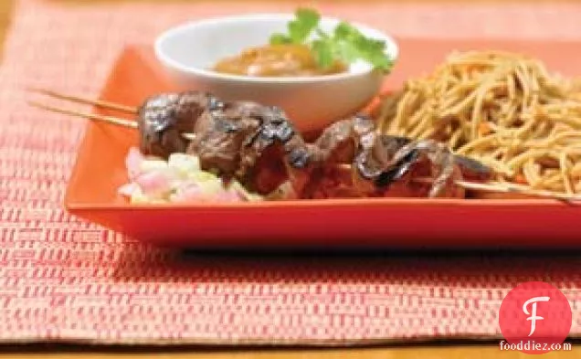 Grilled Beef Satay with Asian Lo Mein