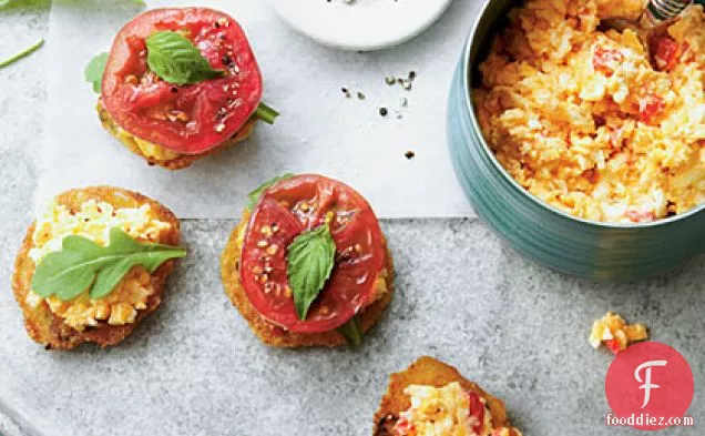 Tomato-and-Okra Cornmeal Cakes
