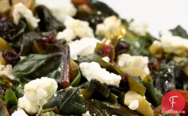 Chard With Green Olives Currants And Goat Cheese Recipe