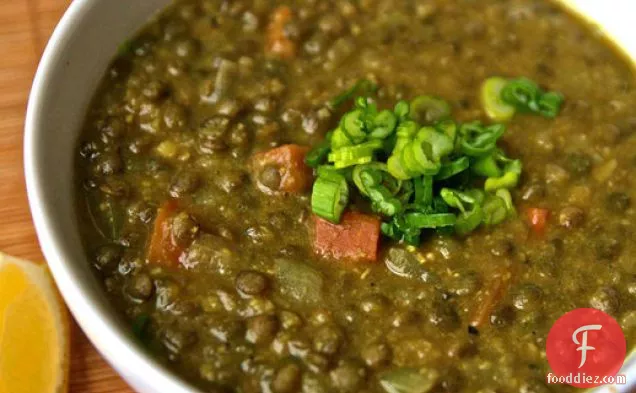 Dinner Tonight: Curried Lentil Soup with Chickpea Purée