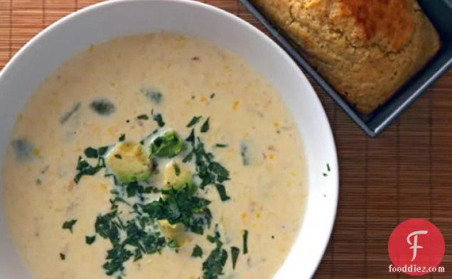 Dinner Tonight: Creamy Corn Soup with Roasted Poblano Chile