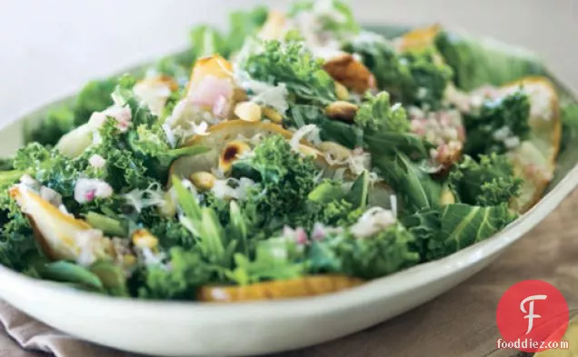 Winter Greens with Roasted Pears and Pecorino