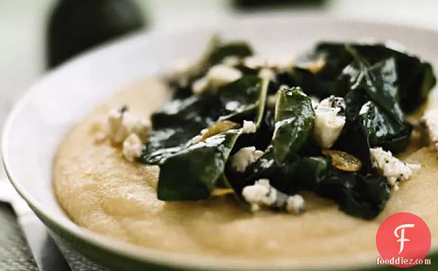 Polenta with Blue Cheese and Garlicky Chard