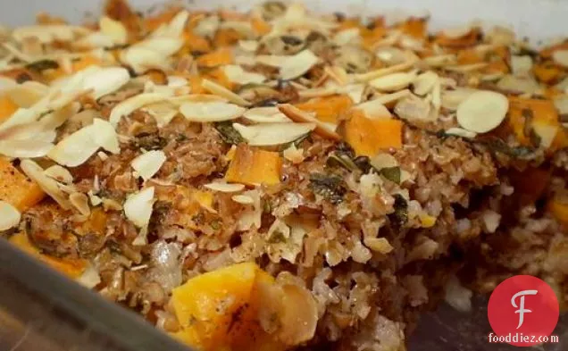 Healthy & Delicious: Baked Wheat Bulgur with Sweet Potatoes and Almonds